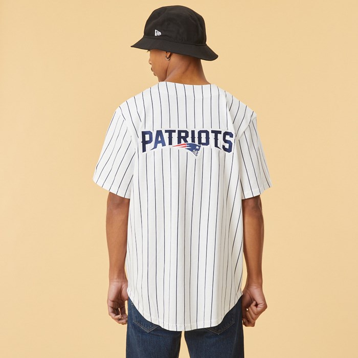 New England Patriots Pinstripe Miesten Pelipaidat Valkoinen - New Era Vaatteet Myynti FI-825103